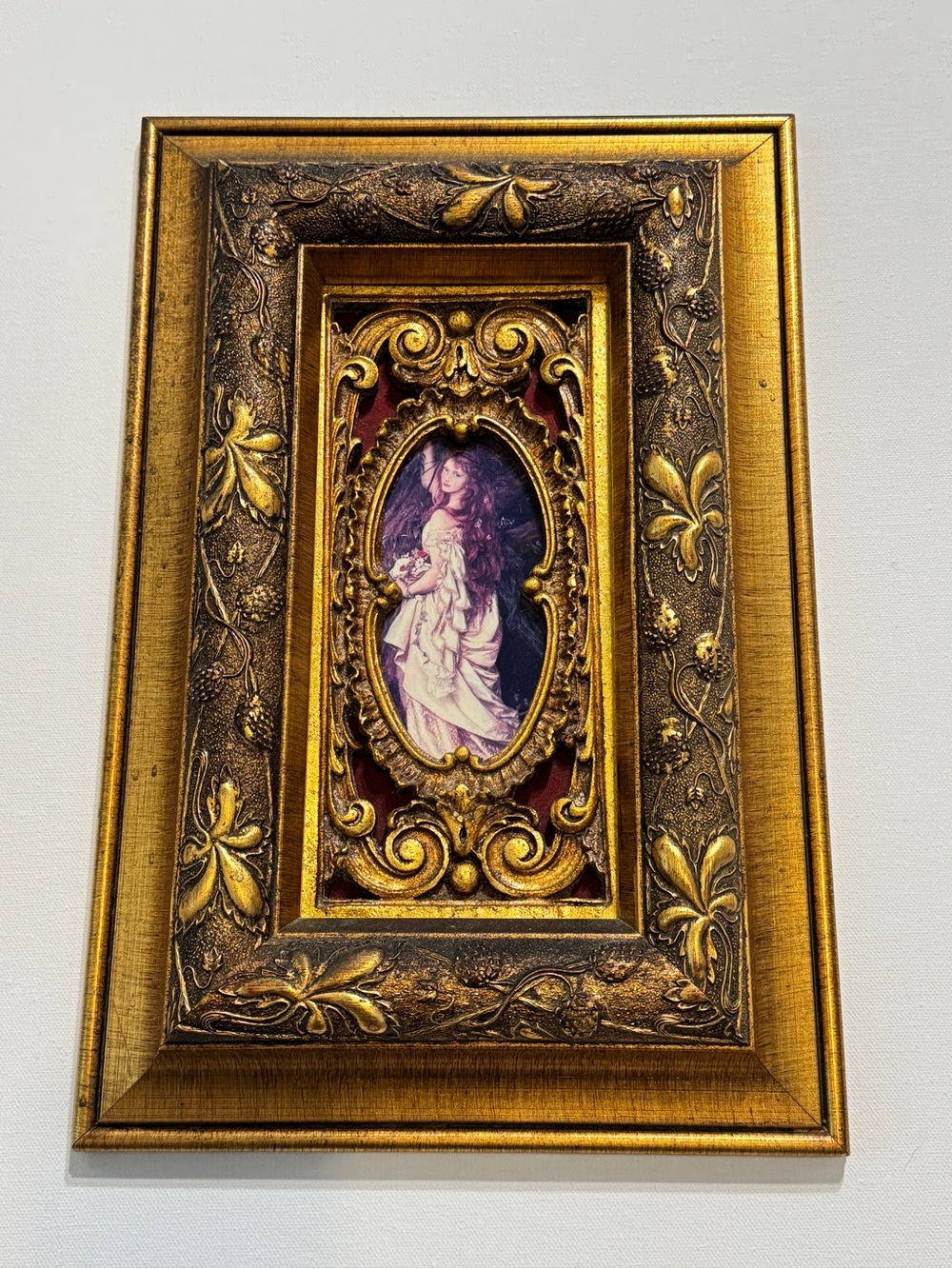Rare Vintage ORNATE GOLD FRAME OPHELIA BY ARTHUR HUGHES PRINT 15" X 10"